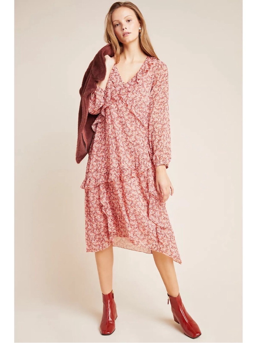 ANTHROPOLOGIE Maeve Sirena Ruffled Tunic Dress